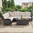 thumbnail image 2 of Bellefurn Outdoor Wicker Patio Furniture Set,Outdoor Wicker Sectional Sofa Set L-Shaped Sectional Sofa with Coffee Table,All Weather Rattan Conversation Set for Backyard Porch Garden, 2 of 11