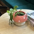 thumbnail image 2 of Mainstays 6.1" x 6.1" x 4.8" Ceramic Coral Peony Mushroom Planter, 2 of 5