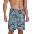 thumbnail image 3 of Rocae Underwater Animals and Flowers for Men's Soft Sleep Pajama Shorts, Waistband and Pockets, 3 of 9