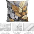 thumbnail image 3 of Gold Decorative Throw Pillow Covers 18x18 Inch Set of 2 Gold Silver Tropical Leaves Pillow Cases for Couch Bed Sofa Living Room Decor,Cute Pillowcases, 3 of 6