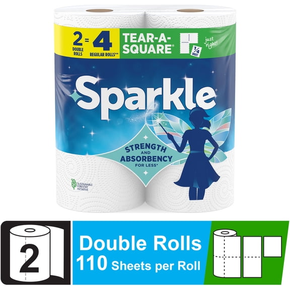 Sparkle Tear-a-Square Paper Towels, 2 Double Rolls