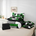 thumbnail image 5 of Feelyou Chic Geometric Abstract Bedding Comforter Set 7 Pieces, Green Square Rectangle Full Bedding Set, Teen Kid Child Adult Reversible Fitted Sheet Flat Sheet, Lightweight Room Decor, 5 of 7