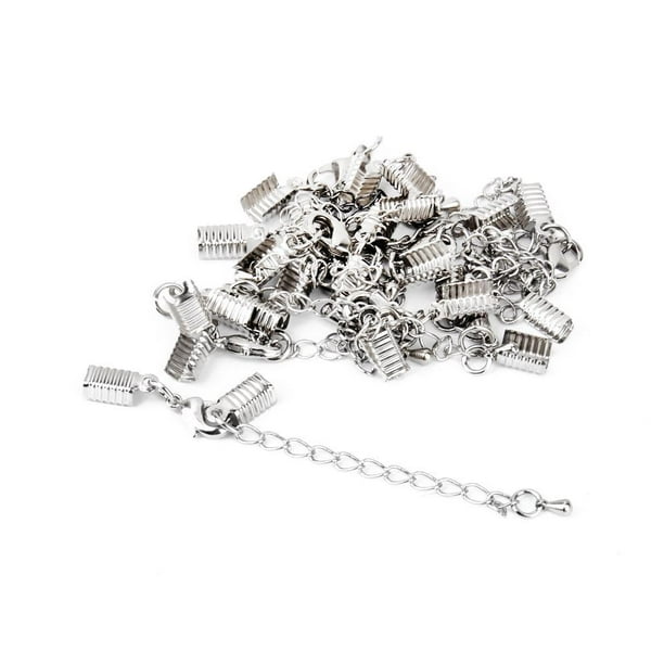 Juego De Extremos De Broche Y Clip Con Cadena Extensora 12 Piezas Plata