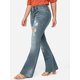 thumbnail image 2 of Jeans bootcut con botones rasgados y cintura baja vintage de los 90 para mujer 2023Azul claroMedio, 2 of 5