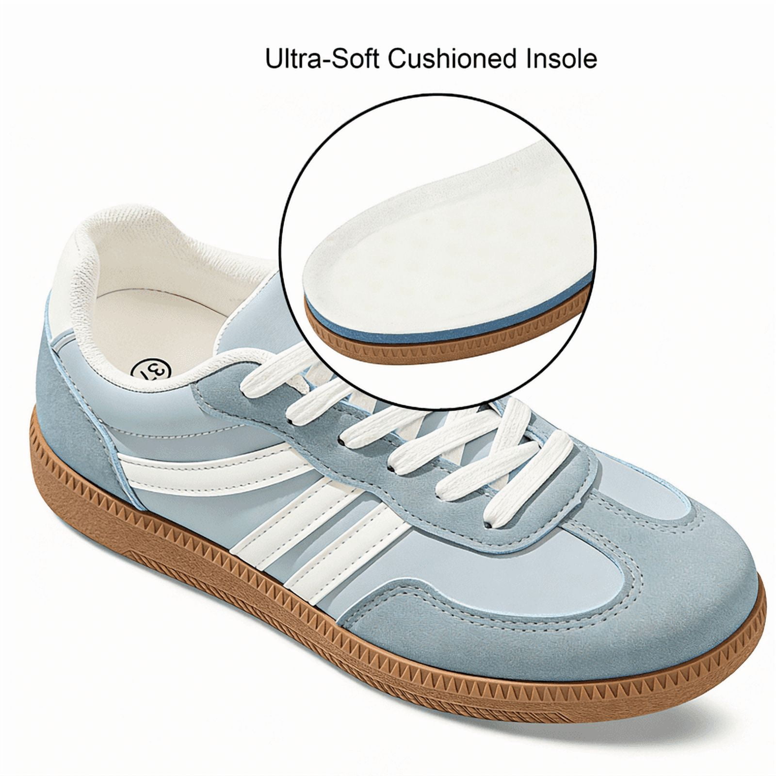 BERANMEY Women's Retro Fashion Sneakers Comfortable Casual Anti Slip Platform Low-Top Sneakers Lace Up Memory Foam Tennis Walking Skate Shoes