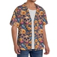 thumbnail image 2 of Pofeuu Skull daisy colorful Print Mens Casual Short Sleeve Shirts Beach Summer Spread Collar Pocket Tops Men's Casual Short-sleeved Shirt-3X-Large, 2 of 5