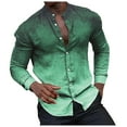 thumbnail image 2 of LIUJUNSHOP Mens Gradient Printed Long Sleeve Casual Button Down Dress Shirt Regular Fit Comfortable Business Wear Green XL, 2 of 8