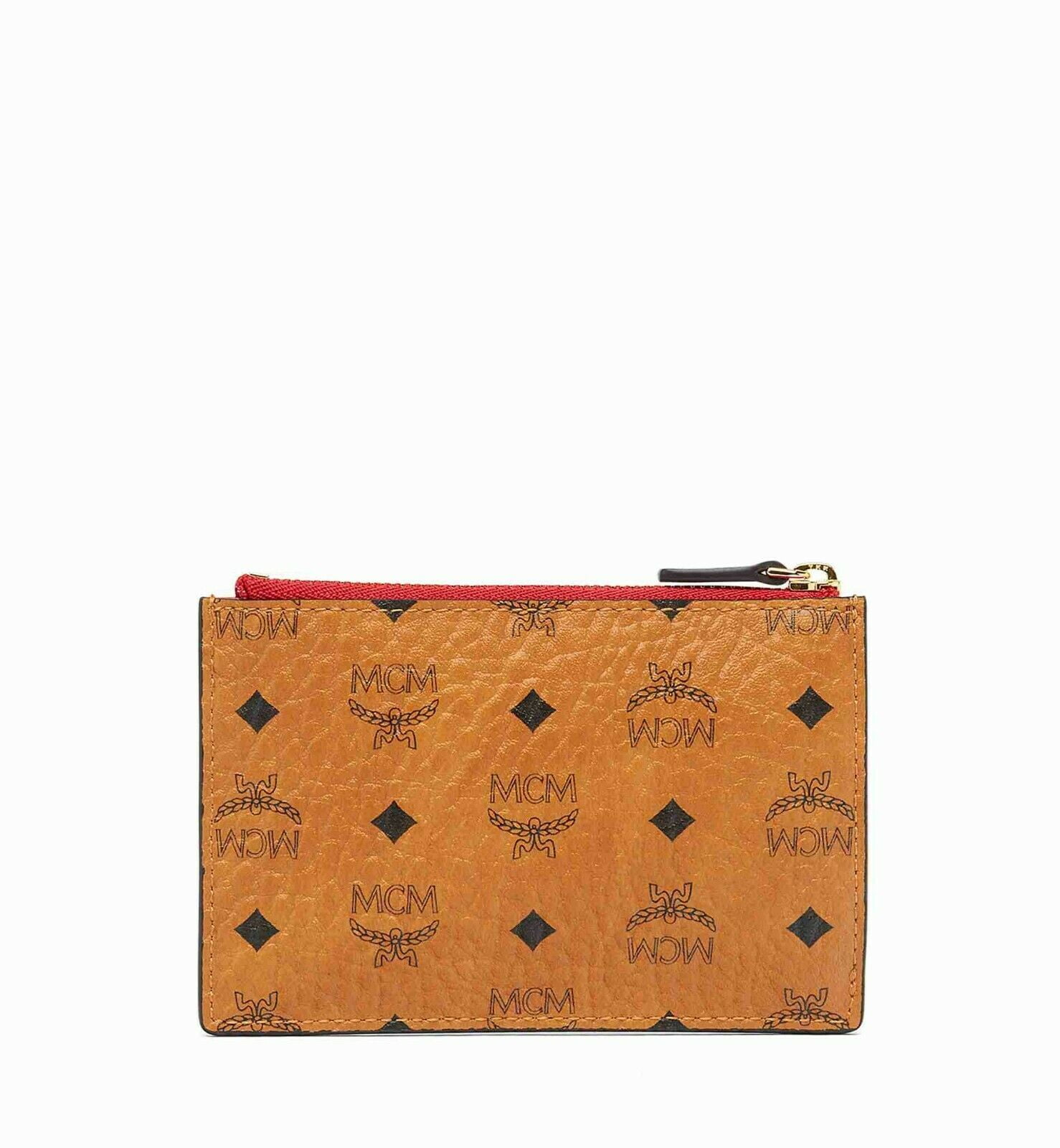 MCM BRAND NEW MCM MONOGRAMMED COLOR VISETOS COGNAC MINI KEY POUCH