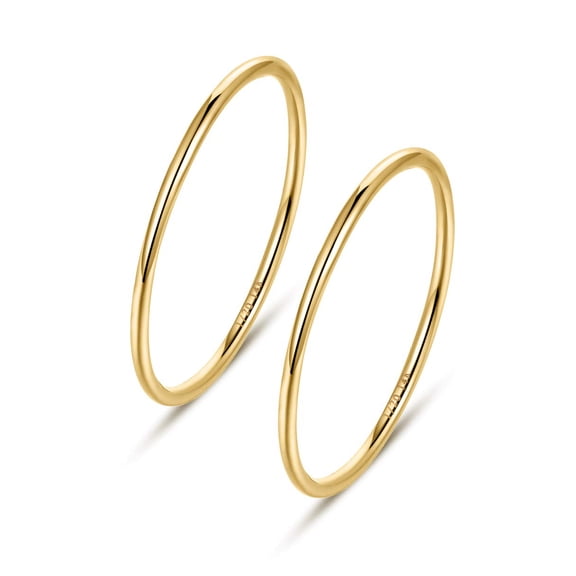 3 Pcs Stacking Rings Set 1mm 14K Gold Filled Rings Stacking Rings for Women Girls Stackable Thin Gold Ring Plain Statement Band Comfort Fit Size 5 to 10