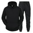 thumbnail image 3 of 2Pcs/Set Long Sleeve Elastic Waist Mid-rise Thickened Sportswear Set Men Winter Solid Color Pockets, 3 of 5