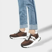 CMR CHAMARIPA Tallest Elevator Shoes - Elevator Shoes Sneakers Women's - Coffee Suede Sneakers 8cm / 3.15 Inches