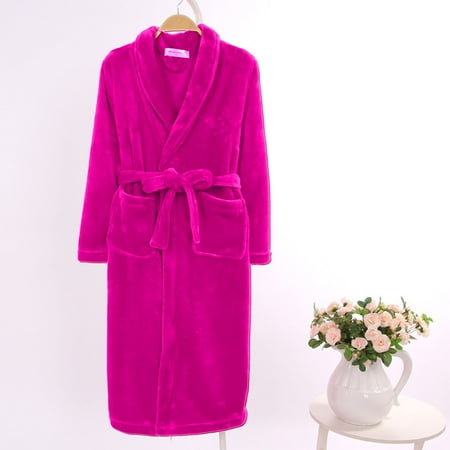 

Aueoe Womens Robes Long Sleep Shirts For Women Unisex Winter Lengthened Coralline Shawl Bathrobe Long Sleeved Robe Coat Clearance