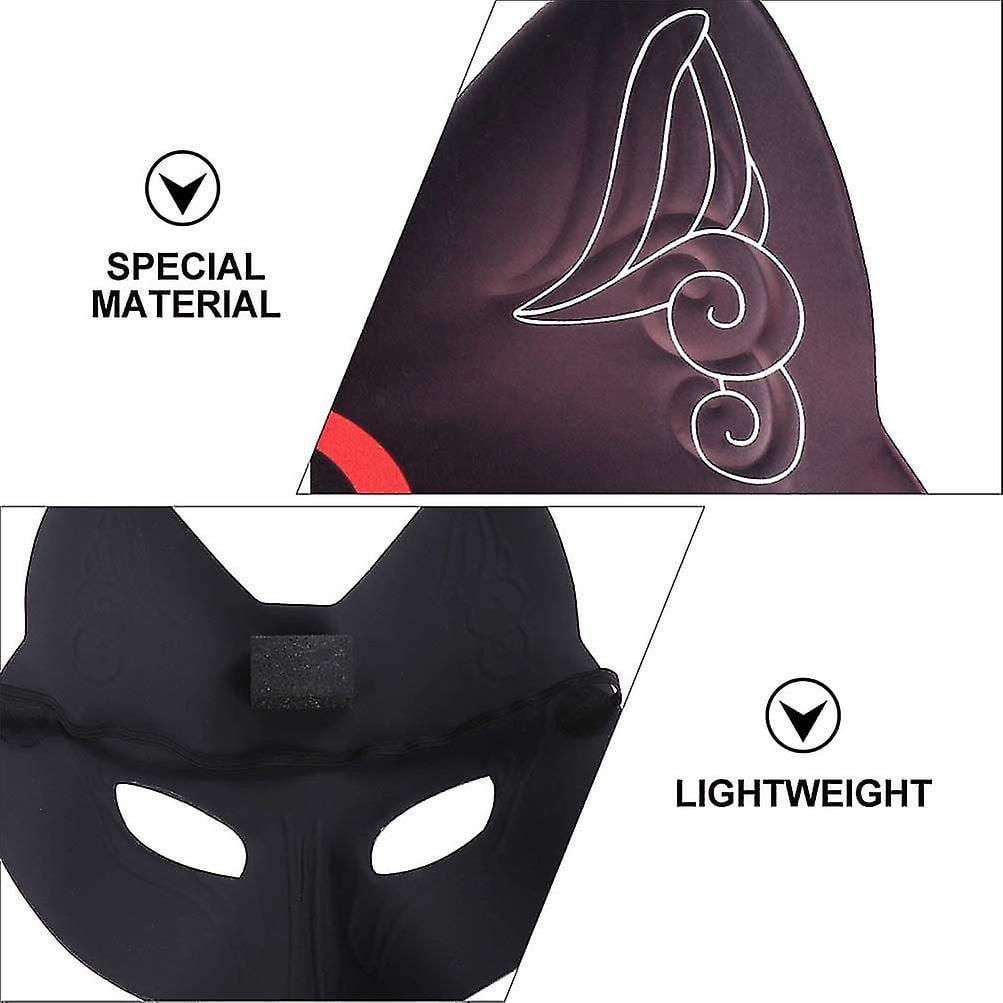 Máscara De Zorro Japonesa De Media Cara Para Cosplay – Accesorio De PVC Para Halloween, Carnaval Y Fiestas – Elástica Y Duradera