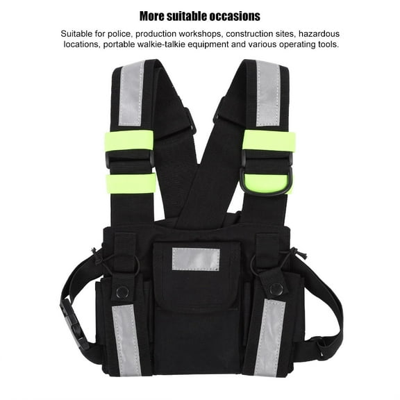 Reflective Chest Harness Pack For Two,Way Radios, Adjustable Strap, Work  <span Style="background:red"></span>, Universal Fit