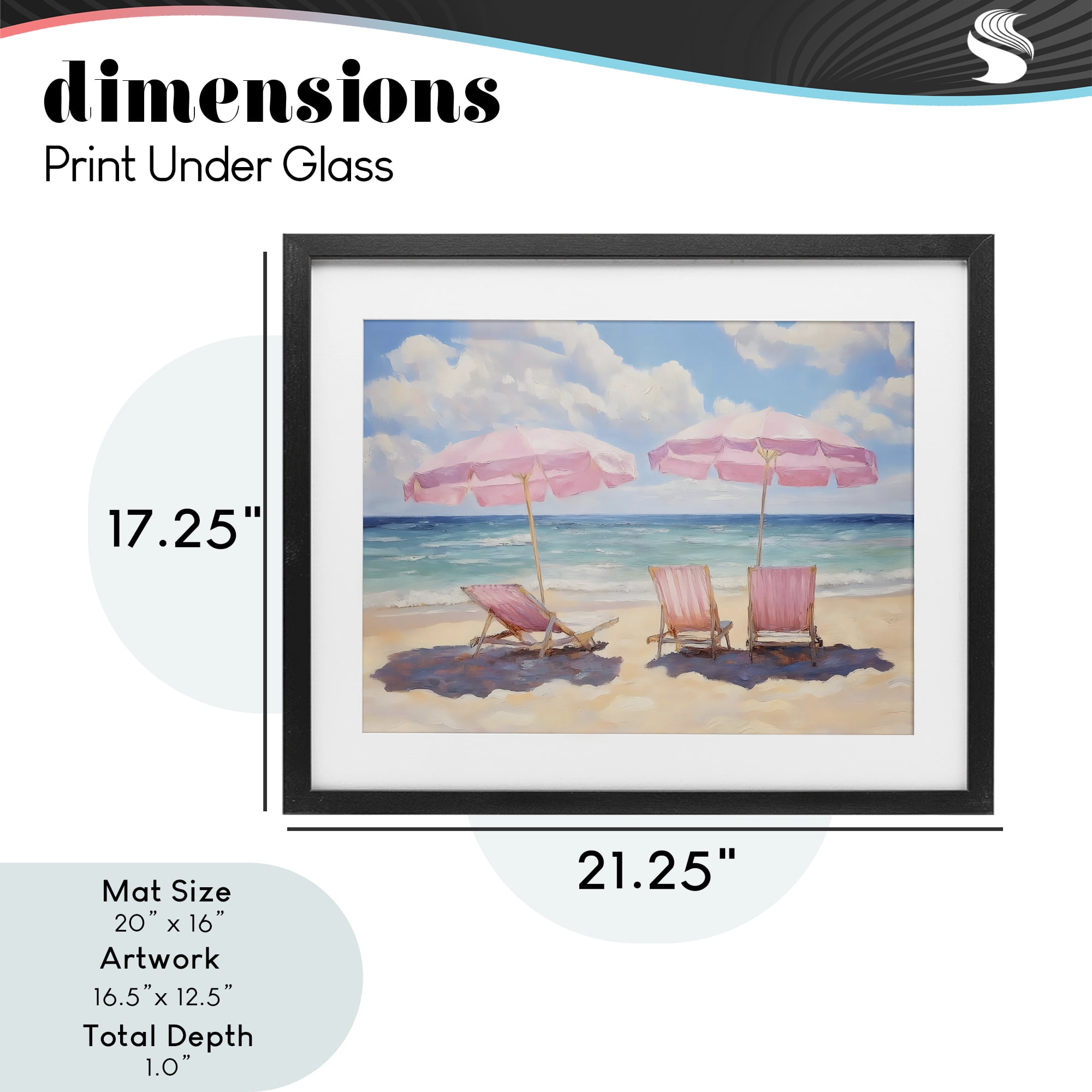 Stupell Industries Pink Summer Chairs by the Sea Black Framed Print Under Glass, design by LSR Design Studio