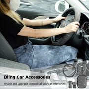 Bling Crystal Diamond Steering Wheel Cover, 9Pcs Shiny Rhinestone Sparkling Car Interior Decorations, Car Accessories for Women Girls, Universal Fit 14-15inch
