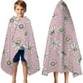 thumbnail image 3 of Pink Daisy Flower Yellow Centers Pattern Hooded Bath Towel，60"x35" for Ages 3 To 12 Kids, Quick Dry Lightweight Soft Microfiber Hood Beach Towel Cover Up for Kids, 3 of 7