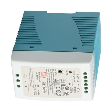 Feedannce 24V 4A 96W DIN Rail Switching Power Supply, MEAN WELL MDR-100-24