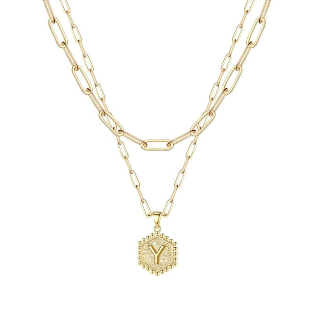 Kcodviy 26 Collier Hexagone initial Collier Western pour Femmes Colliers pour Hommes Bijoux Femmes A Z 26 Colliers Simples pour Femmes Alphabet initial Colliers Dorés Bijoux pour Hommes pour Femmes