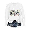 thumbnail image 6 of TTUHYWXI Women's Merry Christmas Oversized Pullover Sweatshirt With Lights - Holiday Xmas Sweater Top (White, L), 6 of 6