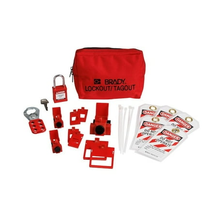Brady Lockout Kit,5 Lockouts,5 Tags,Red 153669