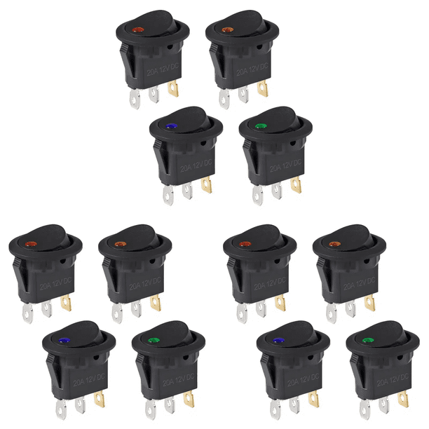 Interruptor basculante iluminado de 12 V CC 20 A para barco (1 de cada 4 colores) 4 piezas