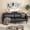 black, variant on Ataucjin Futon Sofa Bed, 75-Inch Modern Faux Leather Convertible Couch, Mid-Century Loveseat for Small Space, Living Room, Bedroom