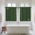 thumbnail image 4 of Dark Green Gold Floral Kitchen Curtain for Berdoom Living Room Cafe 54 Inch Length, Modern Abstract Spring Flowers Tiers Curtains Light Filtering Drapes Rod Pocket Window Treatment 2 Panels 52"Wx54"L, 4 of 8