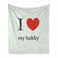 thumbnail image 1 of Wifey Hubby Soft Flannel Fleece Throw Blanket, I Love Calligraphy a Heart Romantic Theme Print, Cozy Plush for Indoor and Outdoor Use, 60" x 80", Dark Grey and Vermillion, by Ambesonne, 1 of 6