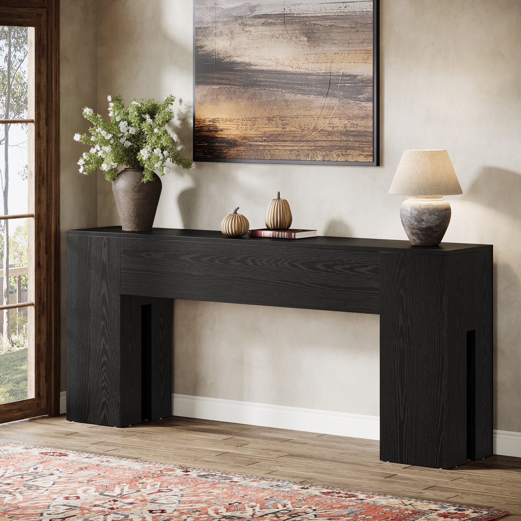 Tribesigns 71-inch Console Table for Entryway, Farmhouse Sofa Console Behind Couch, Entry Table for Hallway, Foyer, Living Room, Black
