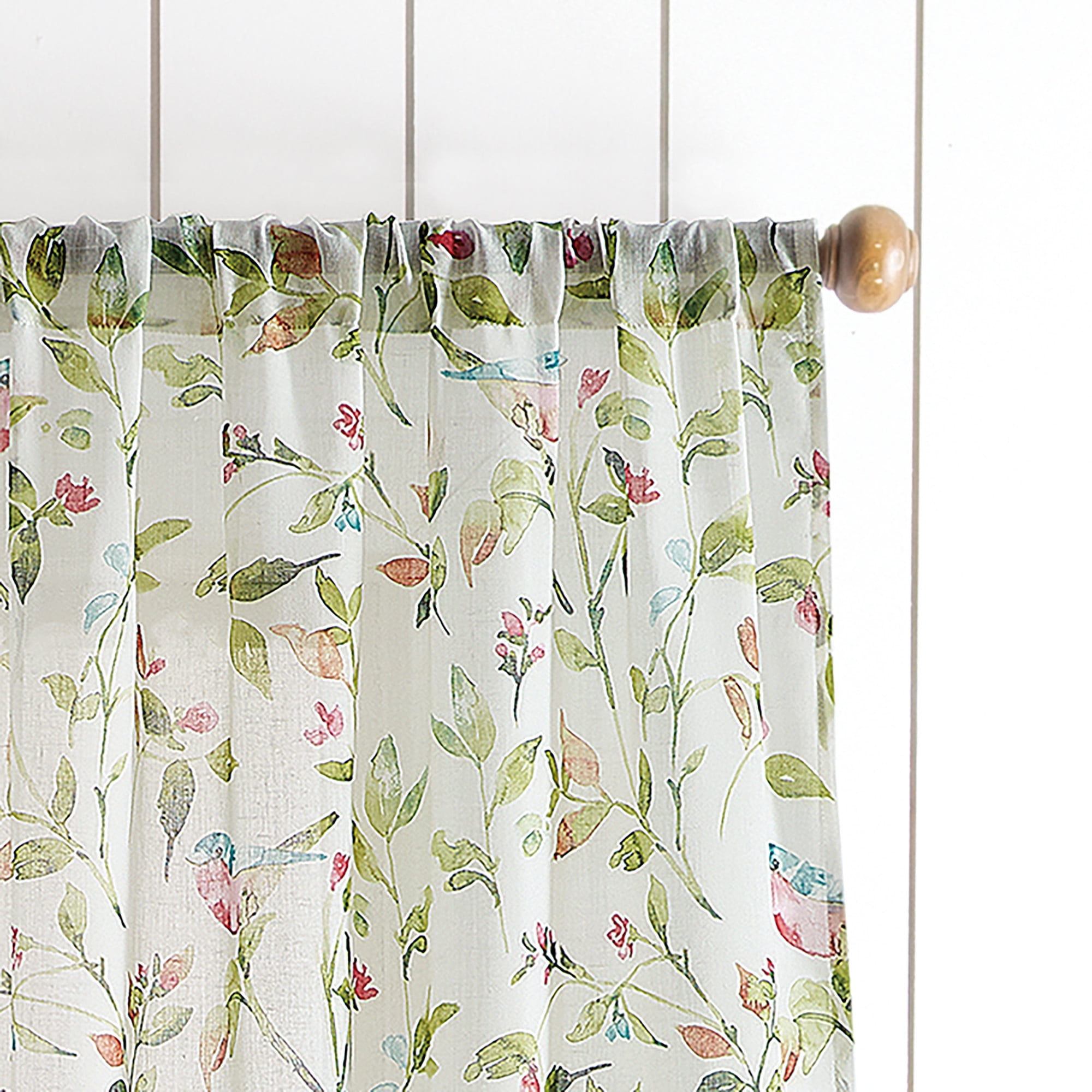 Martha Stewart Kensington Garden Print Curtain Panel Pair, Pink, Pole Top, Light Filtering, Indoor, Adult, 2 Piece Set, 37" x 84"