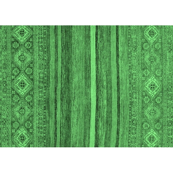 Ahgly Company Indoor Rectangle Abstract Emerald Green Modern Area Rugs, 2' x 3'