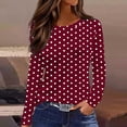 thumbnail image 2 of ctdiral Polka Dot Long Sleeve Tops for Women Crew Neck Loose Fit Shirt Soft Stretchy Pullover Fall Lounge Comfy Daily Wear Wine M, 2 of 6