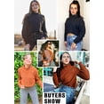 thumbnail image 2 of Asyoly Women's 1/4 Side Zipper Turtleneck Sweater Long Sleeve Ribbed Knit Basic Comy Pullover Solid Color Jumper Casual Loose Tops, 2 of 6