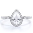 thumbnail image 1 of JeenMata Anillo de Compromiso de 1 Quilate con Piedra Natal de Abril en Corte de Pera - Anillo de Bodas - Anillo de Halo - Anillo Pavé - Anillo de Promesa - Baño de Oro Blanco de 18 K sobre Plata, 1 of 6