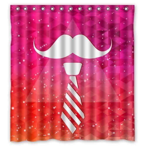 RYLABLUE Gentleman on Stage with Mustache and Tie Waterproof Polyester Fabric Shower Curtain 66x72 inches