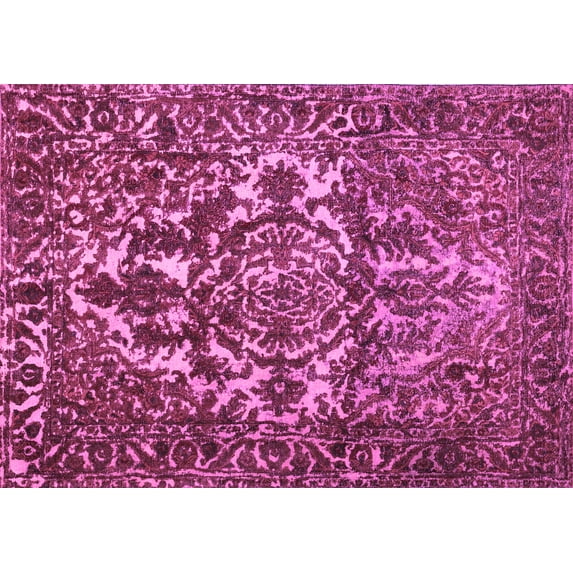 Ahgly Company Indoor Rectangle Abstract Purple Contemporary Area Rugs, 3' x 5'
