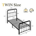 thumbnail image 2 of Lifezone Twin Bed Frame, Classic Metal Platform Bed Frame, with Charging Station and LED, No Need for Springs, Black, 2 of 8