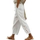 thumbnail image 1 of Pantalones Acelit de lino para mujer, a la moda otoñal, blancos, con bolsillos, 1 of 7