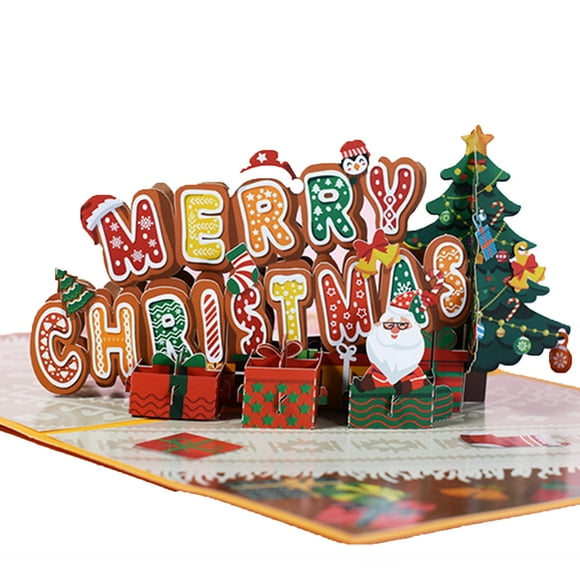 Cartes de Noël 3D Pop-Up Bonne Année Cartes de Vœux Cartes de Vœux des Fêtes Action de Grâce avec Enveloppe Cartes de Décoration de Noël Fêtes Cadeau d'Anniversaire