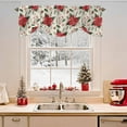thumbnail image 2 of Christmas Plants Tie Up Valances Curtain, Red Flowers Pine Fruit Linen Texture Adjustable Rod Pocket Short Window Treatment Tie Up Curtains Valances for Kitchen Living Room Bathroom 42x12 Inches, 2 of 9