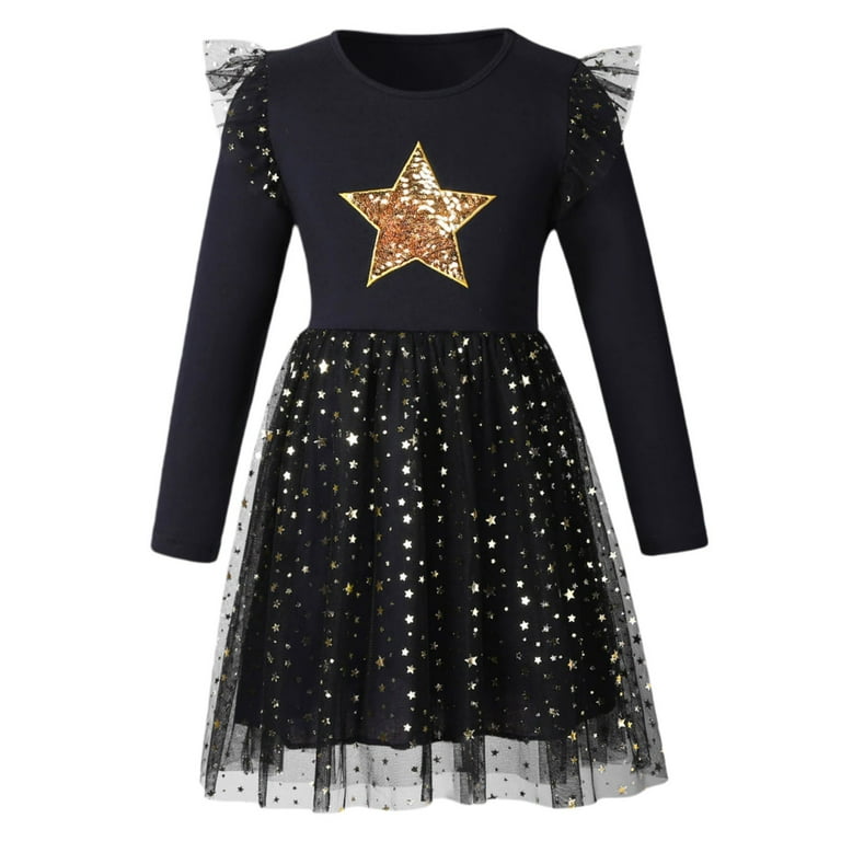 sachin and babi light blue dress Little Girls Dresses Long Sleeve Star Embroidered Spring Autumn Rainbow Sleeve Two Pocket A Line Dress Fall Clothes Size 6-7T