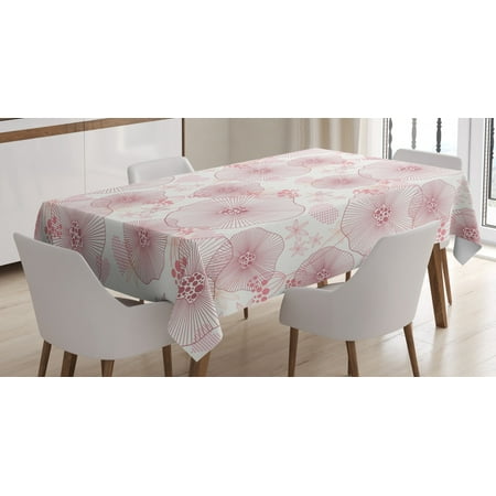 

Floral Tablecloth Abstract Flowers Little Gentle Blossoms of a Romantic Spring Garden Rectangular Table Cover for Dining Room Kitchen 52 X 70 Inches Pale Dried Rose and White by Ambesonne