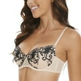 thumbnail image 3 of Women's Lace Balconette Bra Underwire Non-Padded Soft Cup Comfort Everyday Bras(Beige,40C), 3 of 5