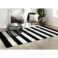 thumbnail image 3 of FH Home Machine Washable Area Rug - Hand Woven, Stain Resistant, Pet Friendly - Premium Recycled Polyester Yarn - Stripes - Bedroom, Living/Dining Room - Nantucket - Black & White - 8 x 10 ft, 3 of 8