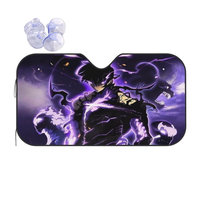 Anime Solo Leveling Car Sunshade Windshield Sun Shade Protection Foldable Front Windshield Sunshade