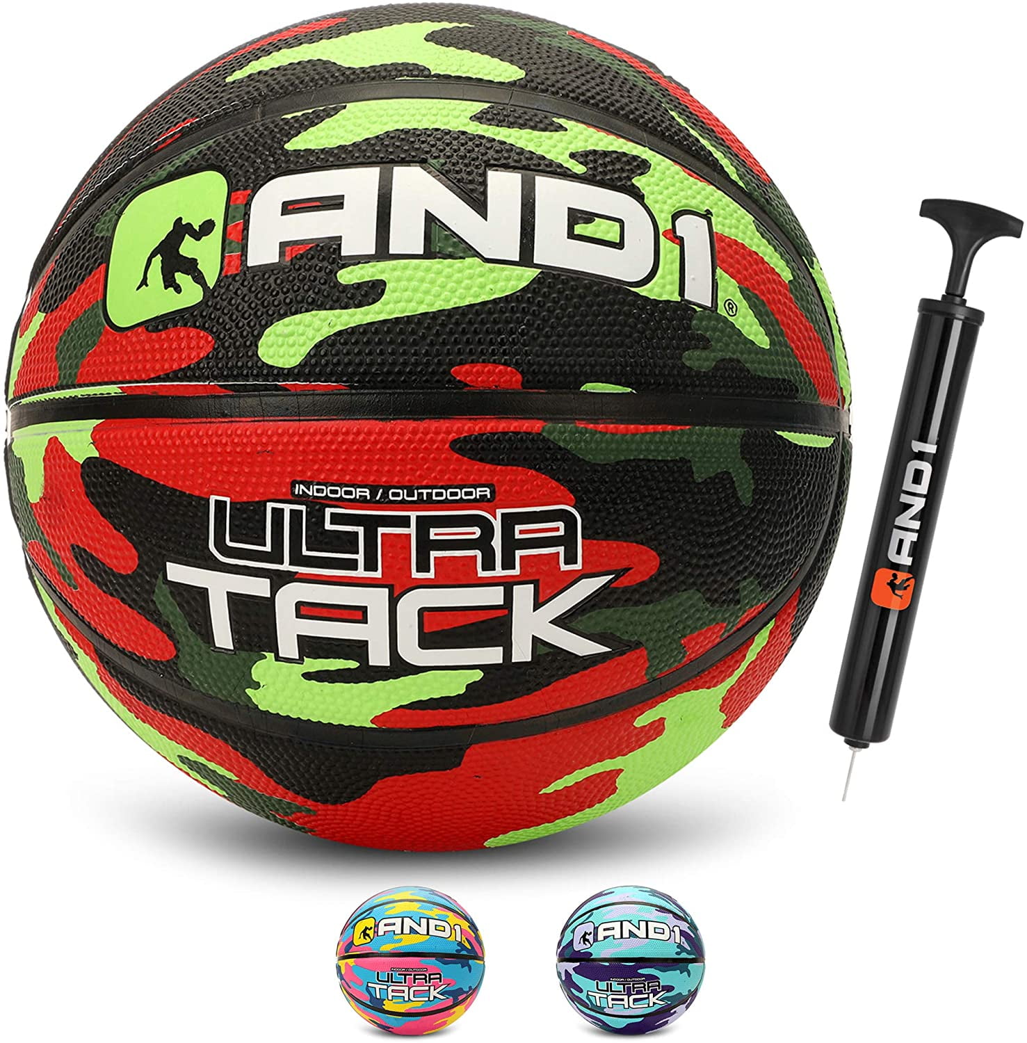 AND1 Ultra Grip Advanced Premium Rubber Basketball (Deflated with Pump Included) Official