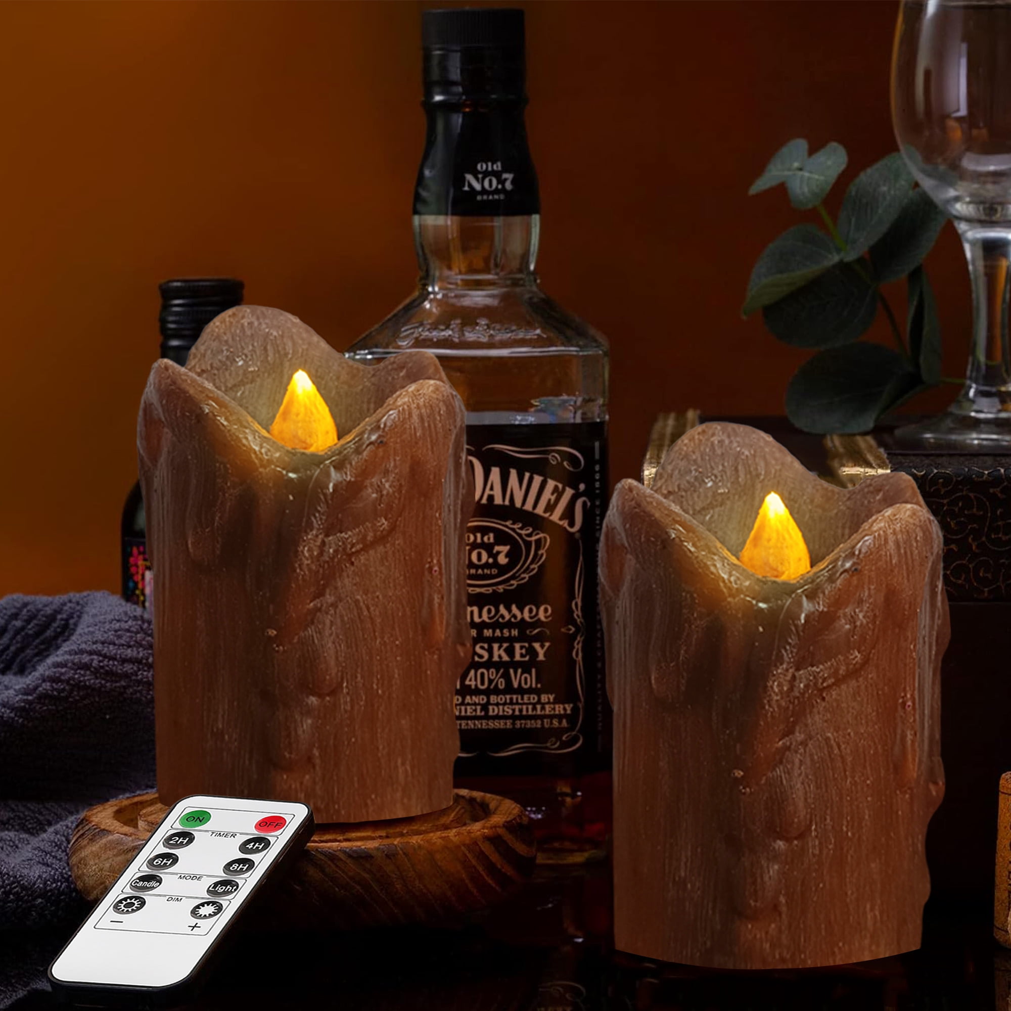 FCMSHAMD Flickering Flameless Candles with Remote Timer, 2.3" 3" 4" Realistic 3D Flame with Real Wax Pillar LED Candles,Battery Operated Candles for Wedding Home Decoration, Christmas,3 Pack