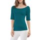 thumbnail image 1 of INSPIRE CHIC Camisetas de Cuello Barco para Mujeres de Manga Corta Ajustadas Suaves T-Shirt XL Azul Verde, 1 of 8