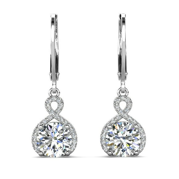 Cate & Chloe Alessandra 18k White Gold Plated Dangle Earrings with Simulated Diamonds for Women